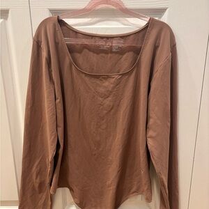 Sofia by Sofia Vergara Brown Long Sleeve Bodysuit